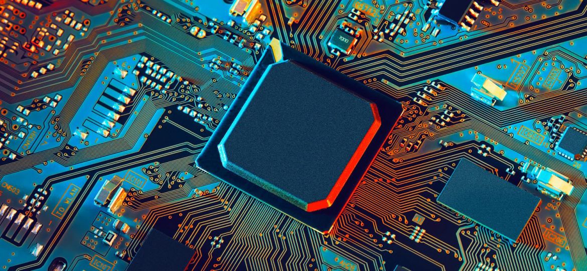 stylised image of an advanced chip on a circuit board